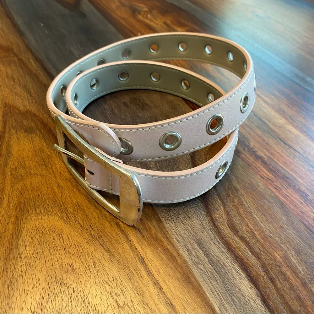Calvin Klein Vintage Y2K Pink Metal Silver Grommet Belt Women’s Large PreOwned L